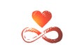 Harmony, heart, balance, heart, unity concept. Hand drawn isolated vector.