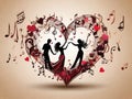 Harmony in Hearts: A Dance of Musical Notes Royalty Free Stock Photo