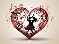 Harmony in Hearts: A Dance of Musical Notes Royalty Free Stock Photo