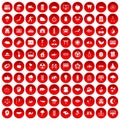 100 harmony icons set red