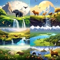 Harmony of Life: Concept Art Featuring Earth and Animal Life in Various Environments Ã¢â¬â Ideal for Earth and Nature Themes