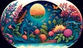 Harmony of Life: A Hand-Drawn Planet Flourishing with Ecological Plants, Made with Generative AI Royalty Free Stock Photo