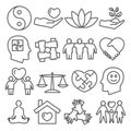 Harmony line icons set on white background