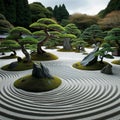Harmony in Miniature: AI-Enhanced Zen Sand Garden Royalty Free Stock Photo