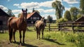 Harmony in Nature: Horse-Farm with Majestic Horses