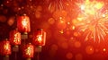 Lunar Luminescence: A Radiant Chinese New Year Celebration adorned with Glowing Lanterns, Ornate Decor, and Cultural