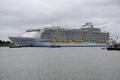 Harmony of the Seas the world's largest cruise ship leaving Rotterdam Royalty Free Stock Photo