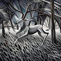 Harmony unveiled: Gazelles antlers and forest branches Intertwined.AI generated