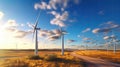 Harmony of Wind: Panoramic View of a Majestic Wind Farm Generating Electricity