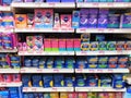 Interior of Superdrug store with display of Sanitary items.