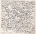 Vintage black and white map of Flint, Wales 1900s
