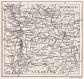 Vintage map of Missouri 1900s