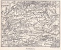 Vintage map of Perthshire 1900s Royalty Free Stock Photo