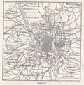 Vintage map of Madrid 1900s
