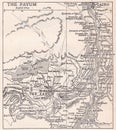 Vintage black and white map of The Fayum 1900s