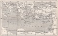 Vintage map of The Journeys of St. Paul 1900s Royalty Free Stock Photo