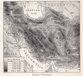 Vintage 1900s map of Persia - Contours