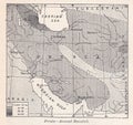 Vintage map of Persia - Annual Rainfall 1900s
