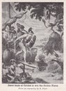 Vintage engraving of Jason landing at Colchis. Royalty Free Stock Photo