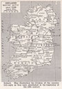 Vintage map of Ireland Native Septs about 1500 1900s.