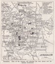 Vintage map of Jerusalem 1900s.
