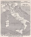 Vintage map of Italy - Before the Unification 1900s.