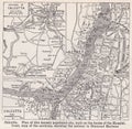 Vintage map of Environs of Calcutta 1900s.