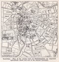 Vintage map of Cambridge 1900s.