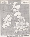 Vintage map of the Canal System of the British Isles 1900s. Royalty Free Stock Photo