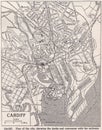 Vintage map of Cardiff 1900s.