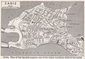 Vintage map of Cadiz - One of the oldest maritime cities in the world.