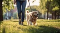 harness dog leash walk Royalty Free Stock Photo