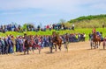 Beautiful purebred horses harness running on racecourse Bulgaria Royalty Free Stock Photo