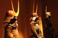 Harnesses of Ancient samurai warriors in dramatic light in a museum in Tokyo