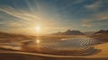 Harnessing the Sun: A Desolate Desert Transformed by Innovative Solar Energy Solutions in Clean Energy Vision Royalty Free Stock Photo
