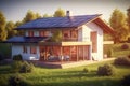 Harnessing the Sun\'s Power Eco-Friendly Solar-Powered Homes for Sustainable Living. created with Generative AI