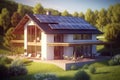 Harnessing the Sun\'s Power Eco-Friendly Solar-Powered Homes for Sustainable Living. created with Generative AI