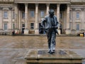 Harold Wilson statue in front of Huddersfield railway station