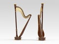 Harp aged on white 3D rendering Royalty Free Stock Photo
