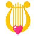 Harp with a heart. Wedding and valentine day concept