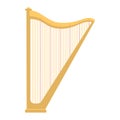 Harp icon golden stringed musical instrument classical orchestra art sound tool and acoustic symphony stringed fiddle