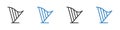 Harp icon linear graphics set vector in black