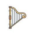 Color illustration icon for Harp, lute and lyre