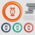 Harp icon on the red, blue, green, orange buttons for your website and design with space text. Royalty Free Stock Photo