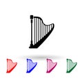 Harp multi color icon. Simple glyph, flat vector of music instrument icons for ui and ux, website or mobile application