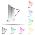 Harp multi color set icon. Simple thin line, outline of theatre icons for ui and ux, website or mobile application