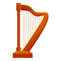 Harp music icon, cartoon style