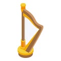 Harp music icon, isometric style