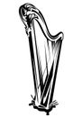 Harp musical instument black vector design