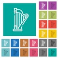 Harp outline square flat multi colored icons